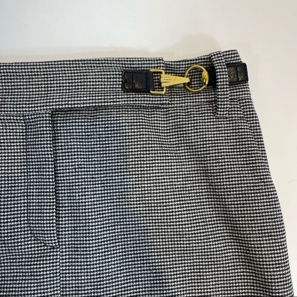 Gucci Vintage Houndstooth Print Tom Ford Era Pencil Skirt Horsebit Gold Buckle 4 - Picture 3 of 10